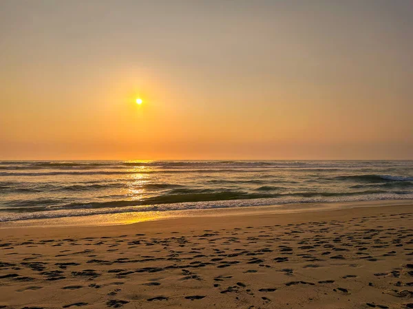 Furadouro 海滩的风景 葡萄牙在日落 — 图库照片