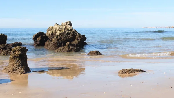 Παραλία Του Vau Στο Portimao Της Πορτογαλίας Λεπτομέρειες Των Βράχων — Φωτογραφία Αρχείου