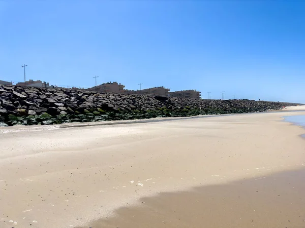 Ovar Portugalia Serca Przypływ Odsłania Pozostałości Piasku Plaży Południowej Plaży — Zdjęcie stockowe