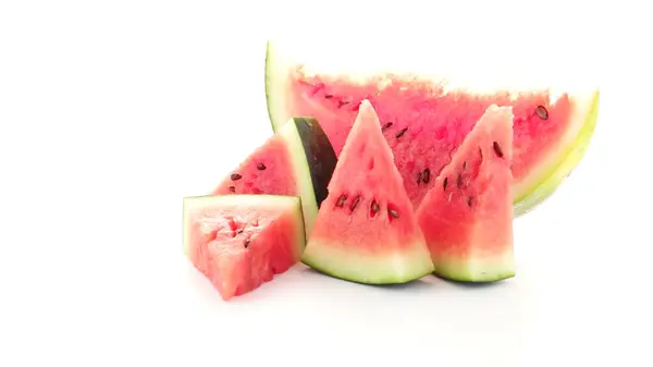 Closeup Watermelon Slices White Background — Stock Photo, Image