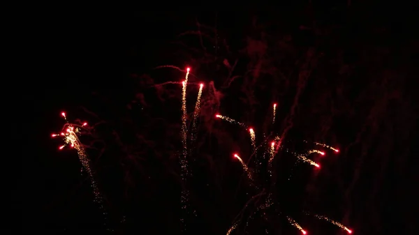 Wunderschönes Feuerwerk Dunklen Nachthimmel — Stockfoto