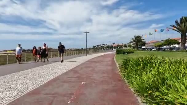 Esposende Portugal August 2023 Utsiktsbild Cykling Längs Ecovia Litoral Norte — Stockvideo