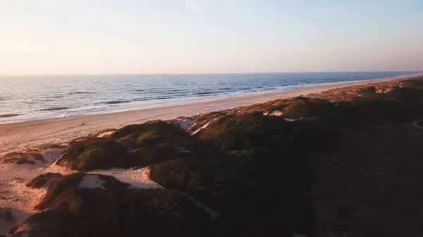 Utsikt Strand Sanddyner Ved Solnedgang Murtosa Aveiro Portugal Utsikt Fra – stockfoto
