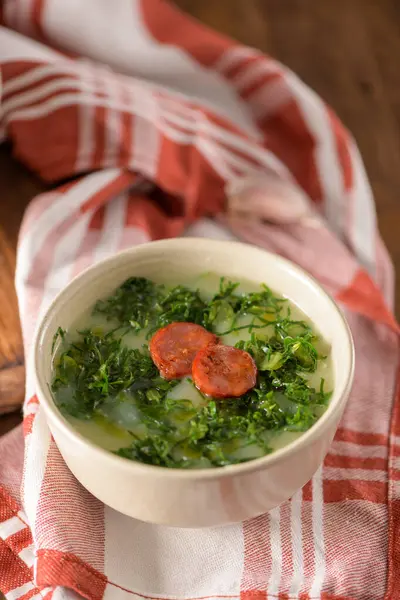 Caldo Verde Suppe Portugisisk Kjøkken Tradisjonelle Ingredienser Kaldoverde Poteter Grønnkål – stockfoto