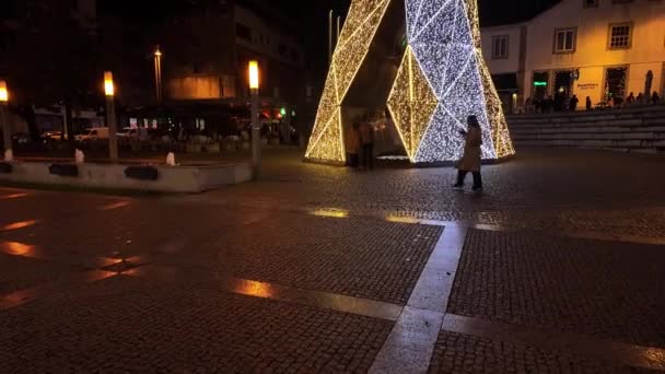 Санта Мария Фара Португалия Ноября 2023 Года Пешеходная Точка Зрения — стоковое видео