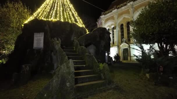 Oliveira Azemeis Portekiz Aralık 2023 Bir Yürüyüşçünün Noel Zamanı Salette — Stok video
