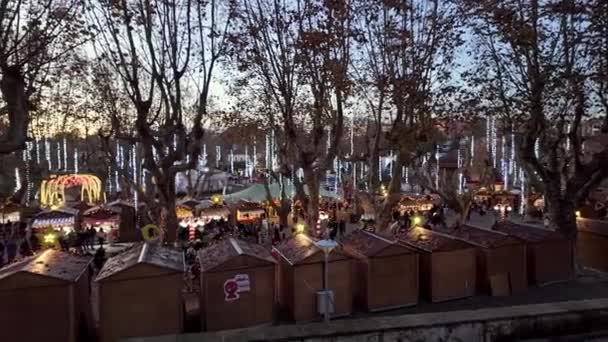 Santa Maria Feira Portugalsko Prosince 2023 Poutnický Pohled Ulice Zdobené — Stock video