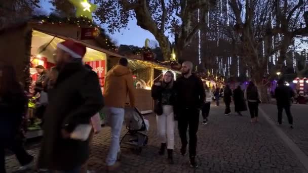 Santa Maria Feira Portugal December 2023 Vandrares Synvinkel Stadens Gator — Stockvideo