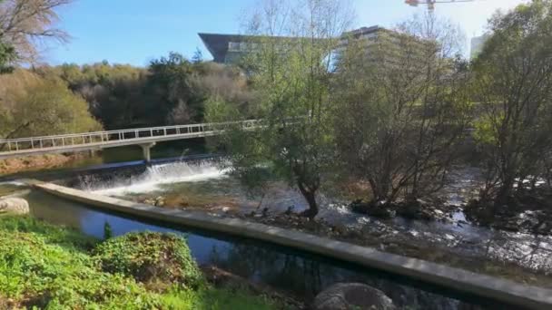 Hiker Point View Corgo River City Park Vila Real Portugal — Stock Video