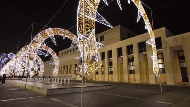 Matosinhos Portugal Diciembre 2023 Decoraciones Navideñas Las Calles Ciudad Mercado — Vídeos de Stock
