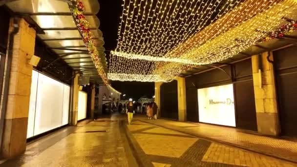 Aveiro Portugal Diciembre 2023 Decoraciones Navideñas Las Calles Ciudad — Vídeos de Stock