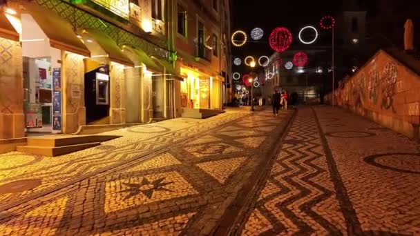 Aveiro Portugalsko Prosince 2023 Vánoční Ozdoby Ulicích Města — Stock video