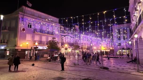 Aveiro Portugal Декабря 2023 Рождественские Украшения Улицах Города — стоковое видео