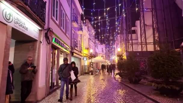 Aveiro Portugália December 2023 Karácsonyi Díszek Város Utcáin — Stock videók