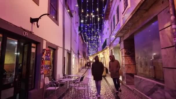 Aveiro Portugália December 2023 Karácsonyi Díszek Város Utcáin — Stock videók