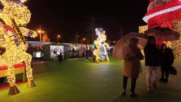 Agueda Portugal Dezembro 2023 Decorações Natal Nas Ruas Cidade Mercado — Vídeo de Stock