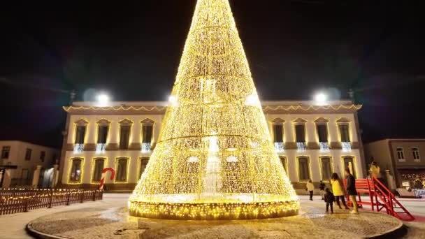 Estarreja Portugal 2023年12月10日 城市街道上的圣诞装饰 圣诞礼物市场 — 图库视频影像
