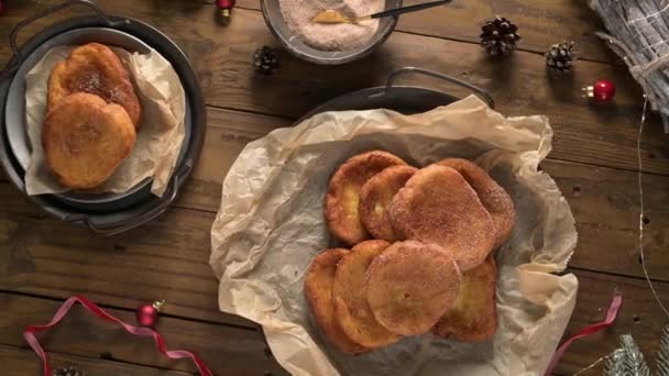 Traditional Portuguese Christmas Rabanadas Spanish Torrijas Kitchen Countertop — Stock Video