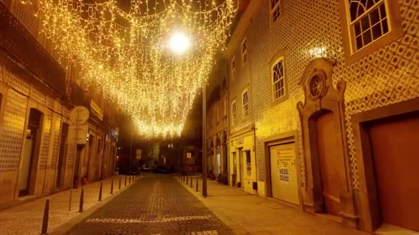 Ovar Portugal Dezembro 2023 Decorações Natal Nas Ruas Cidade Vão — Vídeo de Stock