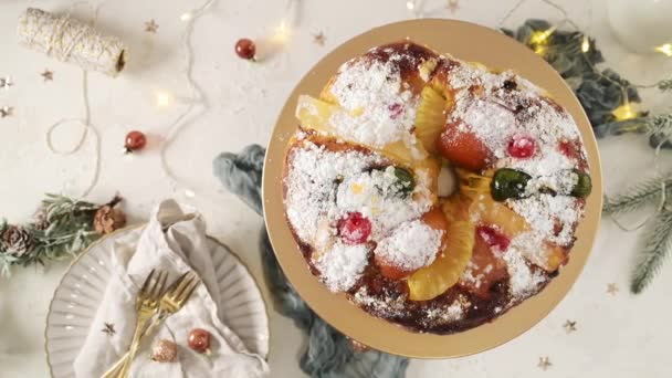 Bolo Rei King Cake Made Christmas Carnavale Mardi Gras Christmas — 비디오