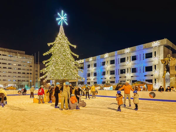 Maia Portugal 2023年12月16日 城市街道上的圣诞装饰 今年圣诞节 50万盏Led灯照亮了Maia — 图库照片