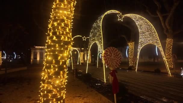 Caldas Sao Jorge Portugal December 2023 Christmas Decorations Streets Village — Stock Video