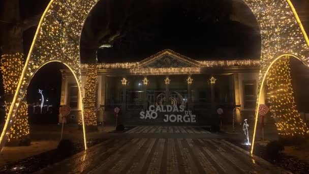 Caldas Sao Jorge Portugalsko Prosince 2023 Vánoční Ozdoby Ulicích Obec — Stock video