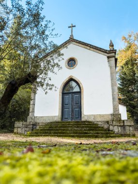 Bornes de Aguiar, Portugal - november 21 2023: Chapel on Parque Termal de Pedras Salgadas is known by its springs of Natural Mineral Water from which comes the Agua das Pedras. clipart