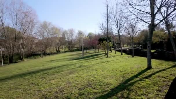 Pohled Ovarův Městský Park Přehrazený Řekou Caster — Stock video