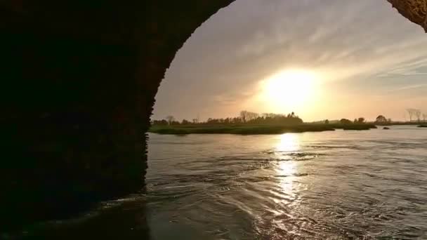Pengendara Hydrofoil Meluncur Atas Air Dengan Papannya Salah Satu Kanal — Stok Video