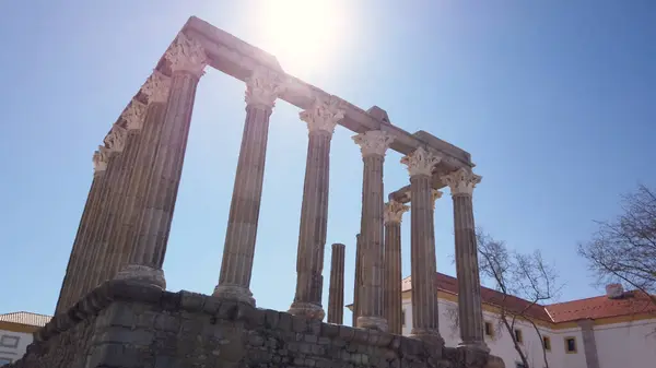 Arkitektoniske Detaljer Det Romerske Tempelet Evora Portugal Eller Dianas Tempel – stockfoto