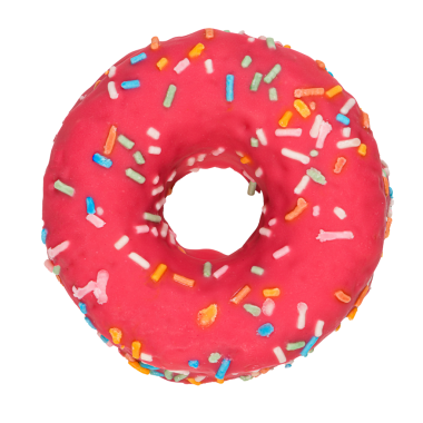 Beyaz arka planda izole edilmiş lezzetli pembe donut..