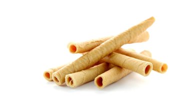 Beyaz arkaplanda waffle ruloları