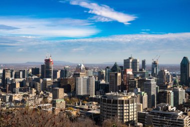 Montreal Canada skyline seen from Mount Royal Park