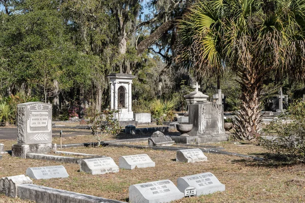 Savannah Georgia Února 2023 Pohled Historický Hřbitov Bonaventury Hroby Malebnou Stock Obrázky