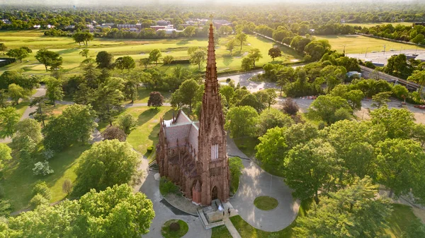 Aerial View Historic Landmark Cathedral Incarnation Garden City Long Island — Stock Photo, Image