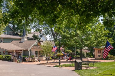 Lahaska, Pennsylvania - 17 Temmuz 2019: Bucks County 'deki Peddlers Village, P.A.