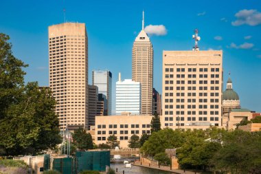  Indianapolis şehir merkezi Indiana Kanal manzaralı gökyüzü