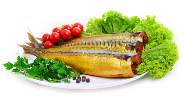 Eet Gerookte Vis Een Schotel — Stockfoto