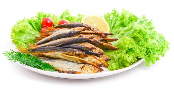 Dried Smoked Capelin Plate — Stock Photo, Image