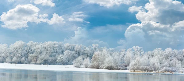 Téli Táj Fák Fagyban Kép Sok Képből Áll Stock Fotó
