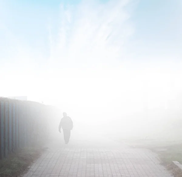 Unidentifiable Figures People Heavy Fog Foto Stock Royalty Free