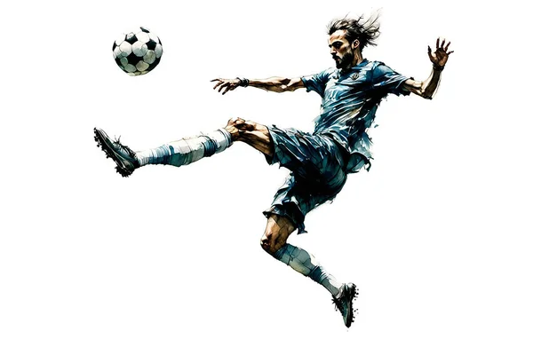 Soccer Player Kicking Ball — Stock Vector