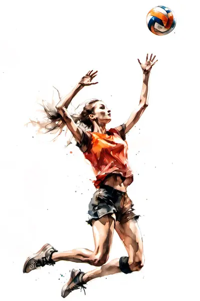Прыжки Молодых Женщин Волейболистки Изолированы Белом Фоне — стоковый вектор