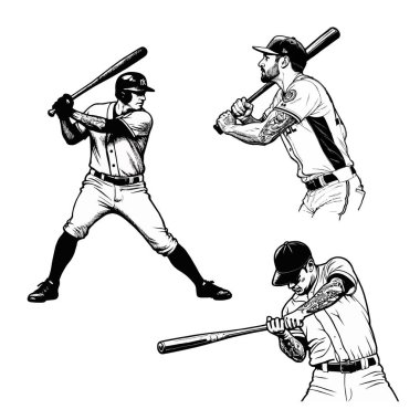 Eylem Vektörü İllüstrasyonunda Beyzbol Oyuncuları