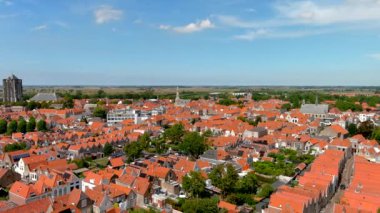 Schouwen-Duithe, Hollanda 'daki Zierikzee Ortaçağ kasabasının havadan görünüşü.
