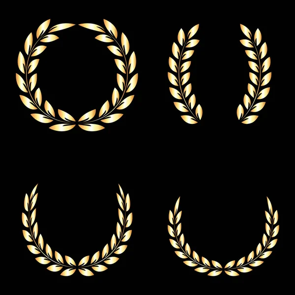 Golden Laurel Wreaths Vector Icons Set — Stock Vector