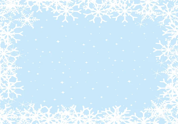 Fundo Estrelado Azul Com Quadro Flocos Neve Cenário Ilustração Vetorial — Vetor de Stock