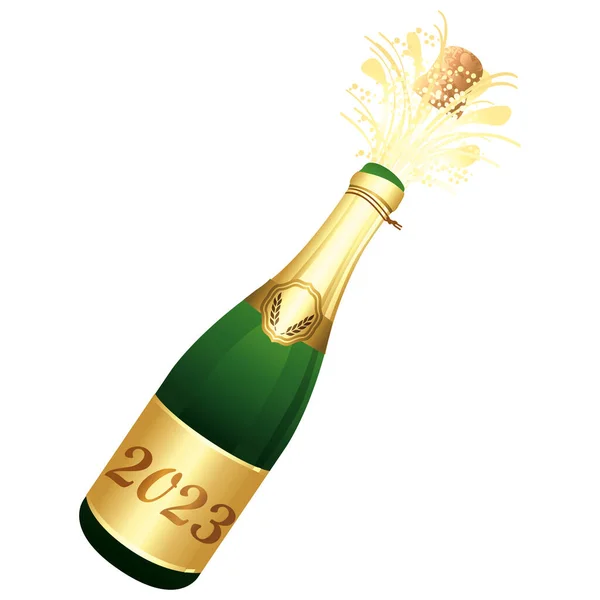 香槟瓶 香槟瓶 软木塞爆炸 节日的象征 矢量说明 — 图库矢量图片