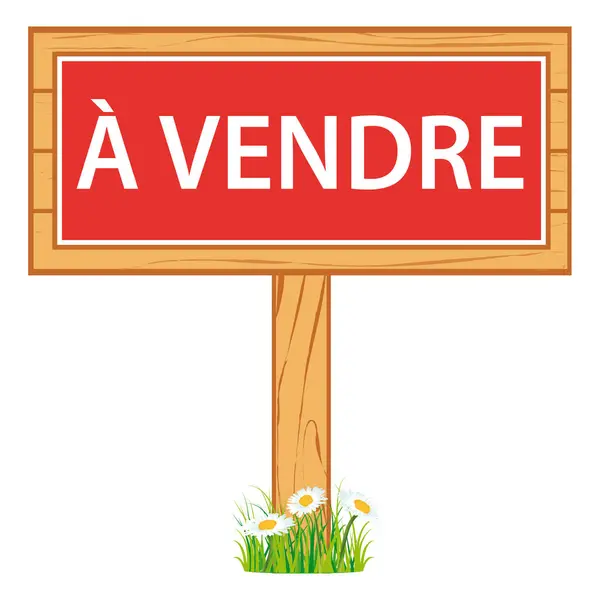 Ξύλινη Πινακίδα Προς Πώληση Γαλλική Γλώσσα Εικονογράφηση Διανύσματος Ακίνητα — Διανυσματικό Αρχείο